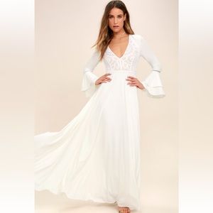 Lulus Enchanted Evening White Lace Maxi Dress